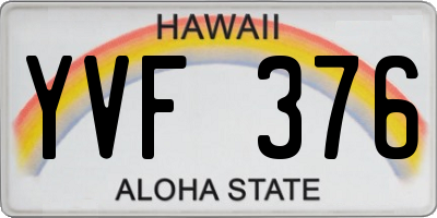 HI license plate YVF376