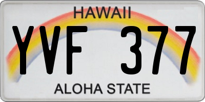 HI license plate YVF377