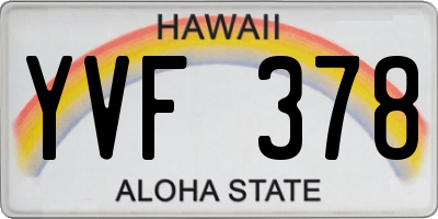 HI license plate YVF378