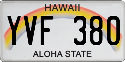 HI license plate YVF380