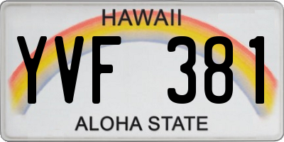 HI license plate YVF381