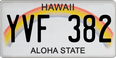 HI license plate YVF382