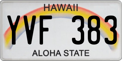HI license plate YVF383