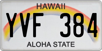 HI license plate YVF384