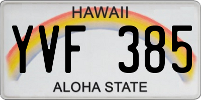 HI license plate YVF385