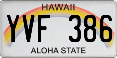 HI license plate YVF386