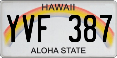 HI license plate YVF387