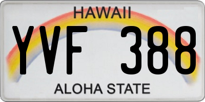 HI license plate YVF388