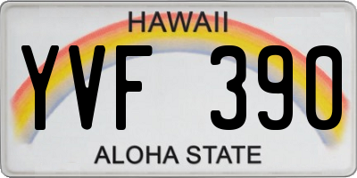 HI license plate YVF390