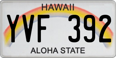 HI license plate YVF392