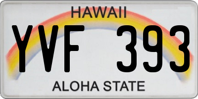HI license plate YVF393