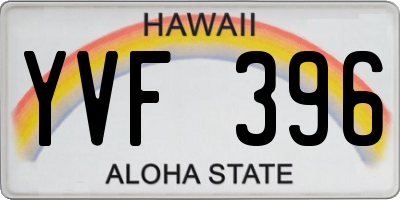 HI license plate YVF396