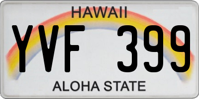 HI license plate YVF399