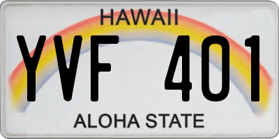 HI license plate YVF401