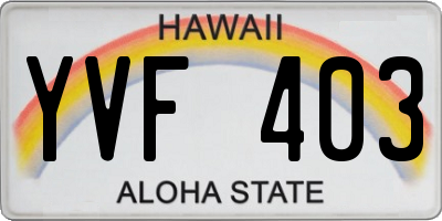 HI license plate YVF403