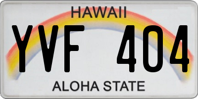 HI license plate YVF404