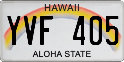 HI license plate YVF405