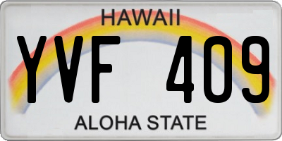 HI license plate YVF409