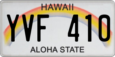 HI license plate YVF410