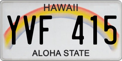 HI license plate YVF415