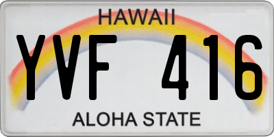 HI license plate YVF416