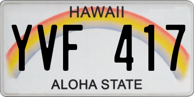 HI license plate YVF417