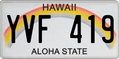 HI license plate YVF419