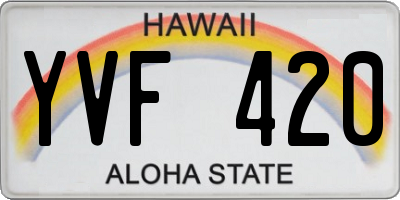 HI license plate YVF420