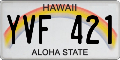 HI license plate YVF421