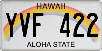 HI license plate YVF422