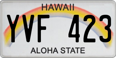 HI license plate YVF423