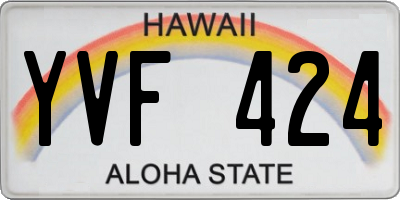 HI license plate YVF424