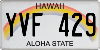 HI license plate YVF429