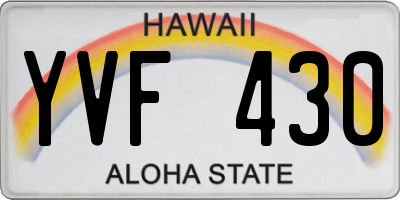 HI license plate YVF430