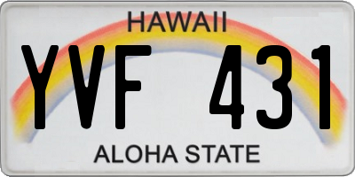 HI license plate YVF431