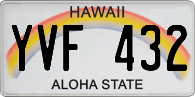 HI license plate YVF432