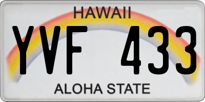 HI license plate YVF433