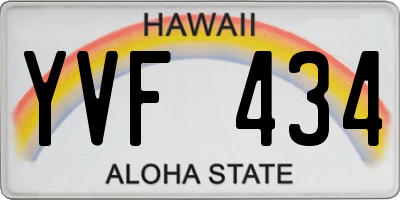 HI license plate YVF434