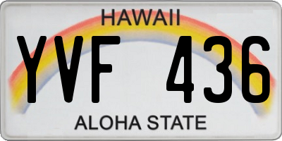 HI license plate YVF436