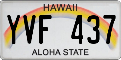 HI license plate YVF437
