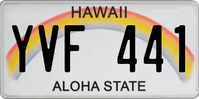 HI license plate YVF441