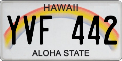 HI license plate YVF442