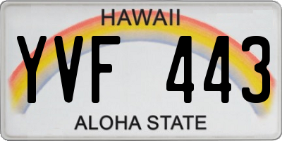 HI license plate YVF443