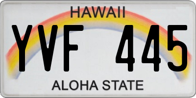 HI license plate YVF445