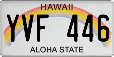 HI license plate YVF446