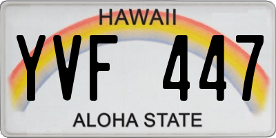 HI license plate YVF447