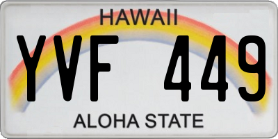 HI license plate YVF449