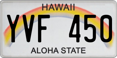 HI license plate YVF450