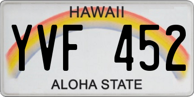 HI license plate YVF452