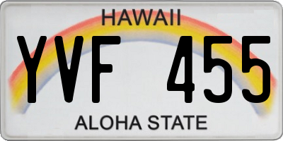 HI license plate YVF455